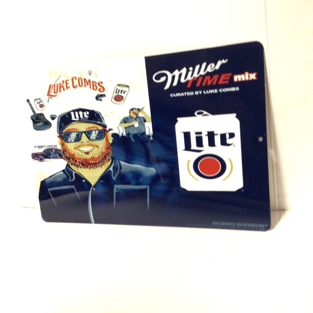 Miller Lite Luke Combs metal display sign mancave